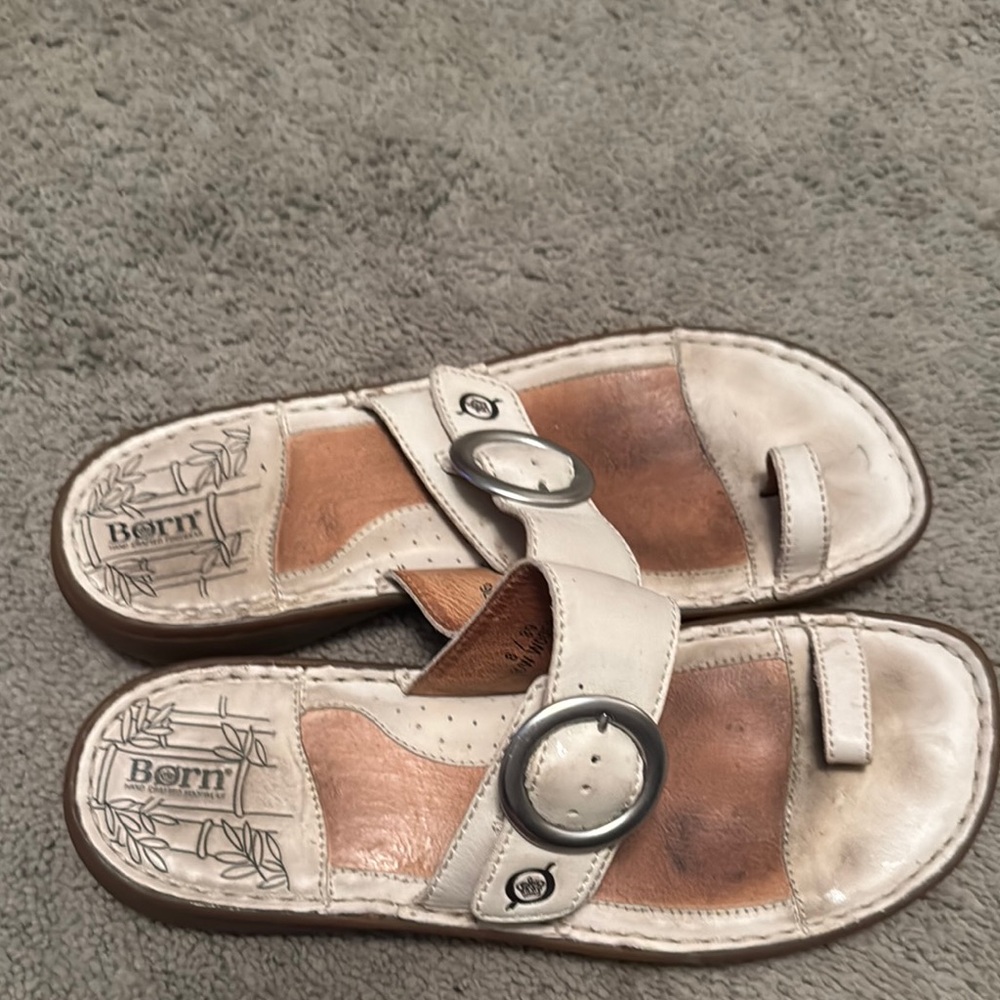 Born Two-Tone Leather Sandals with Buckle